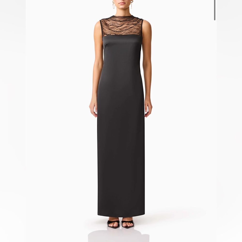 Elliatt Black Maxi Dress with Lace Yoke